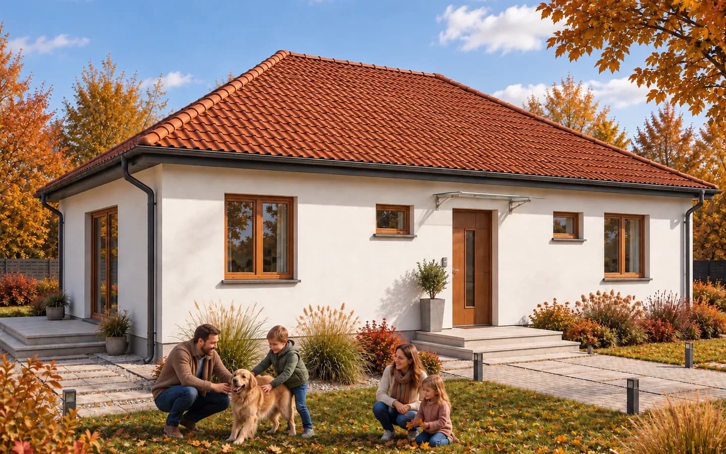 Dom 110 m², układ Optymalny — wizualizacja
